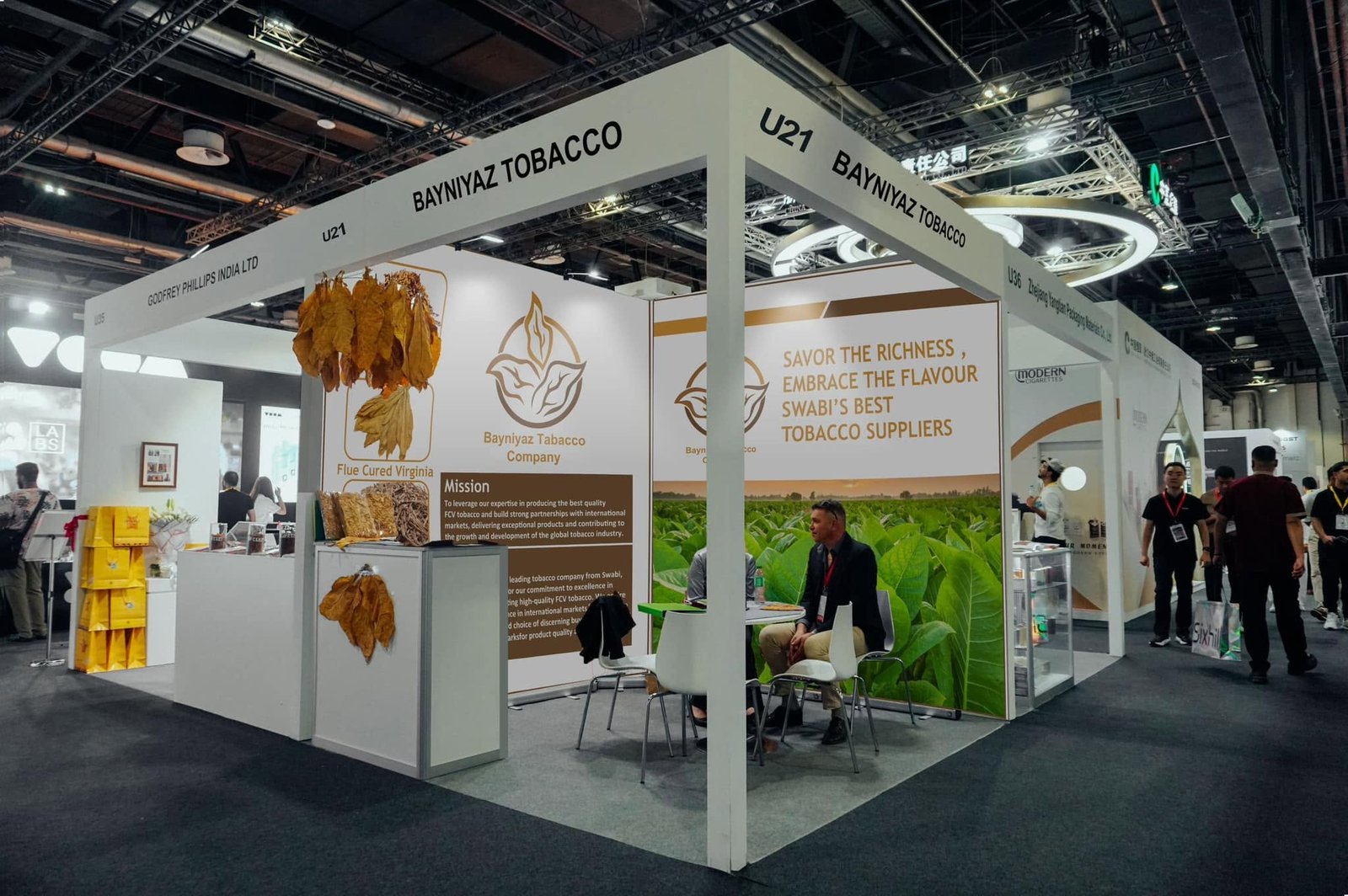 The Bayniyaz Tobacco stand at World Tobacco Middle East, Dubai World Trade Centre